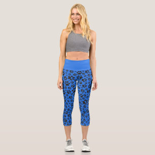 Leggings Capri Pois de chien noir et blanc Pointe Polka sur le bl