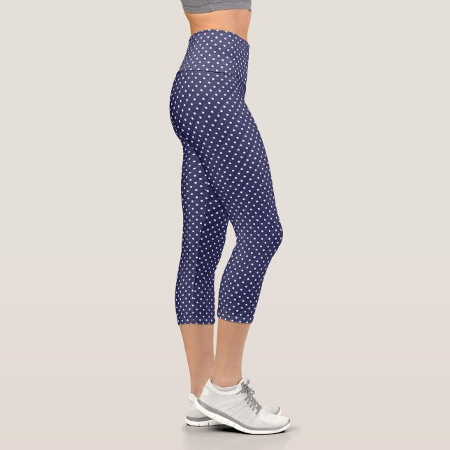 Leggings Capri Pois de la Marine bleu et blanc (Droite)