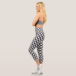 Leggings Capri Pois noir et blanc Rétro moderne Abstrait