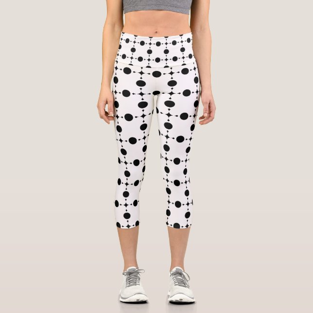 Leggings Capri Pois noirs, Motif à points Polka, points, pointill (Recto)