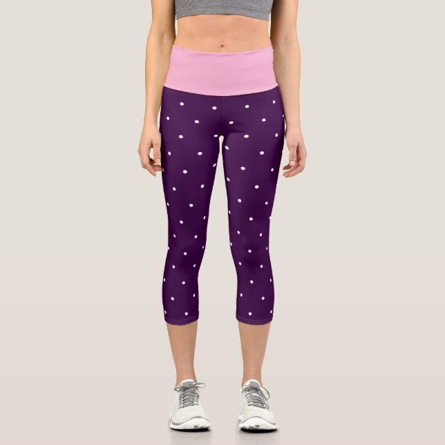 Leggings Capri Pois rose et blanc (Recto)
