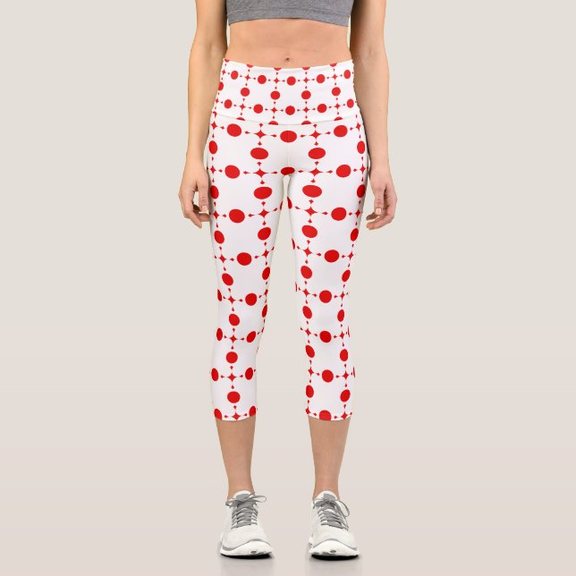 Leggings Capri Pois rouges, Motif à points polka, points, pointil (Recto)