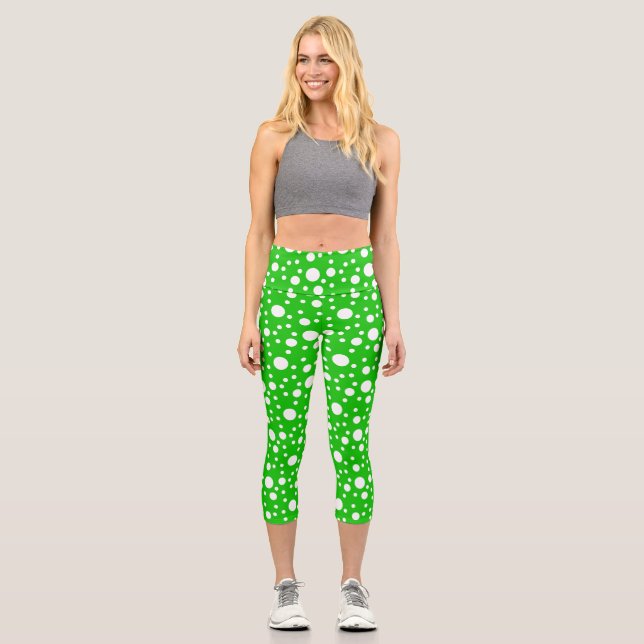 Leggings Capri Pois verts (Recto)