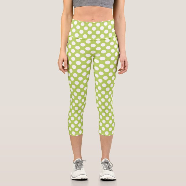 Leggings Capri Pois verts, Motif à points Polka, points, pointill (Recto)