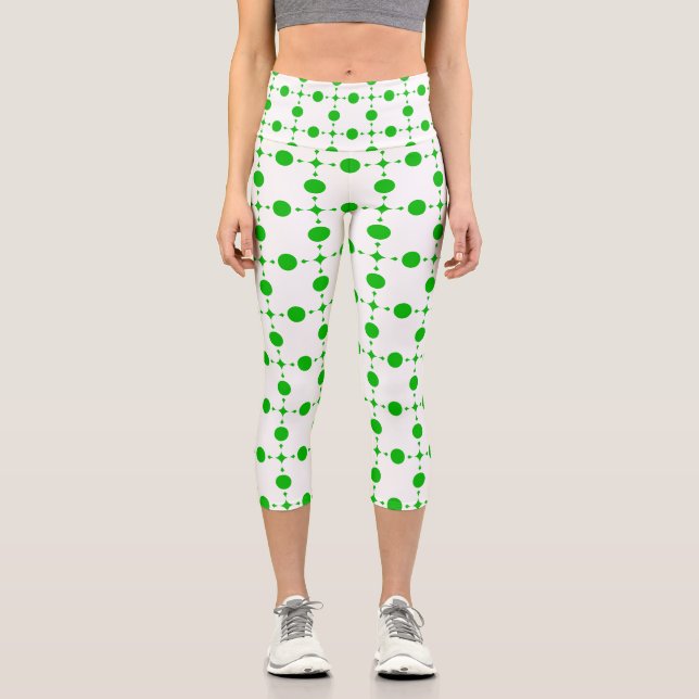 Leggings Capri Pois verts, Motif à points Polka, points, pointill (Recto)