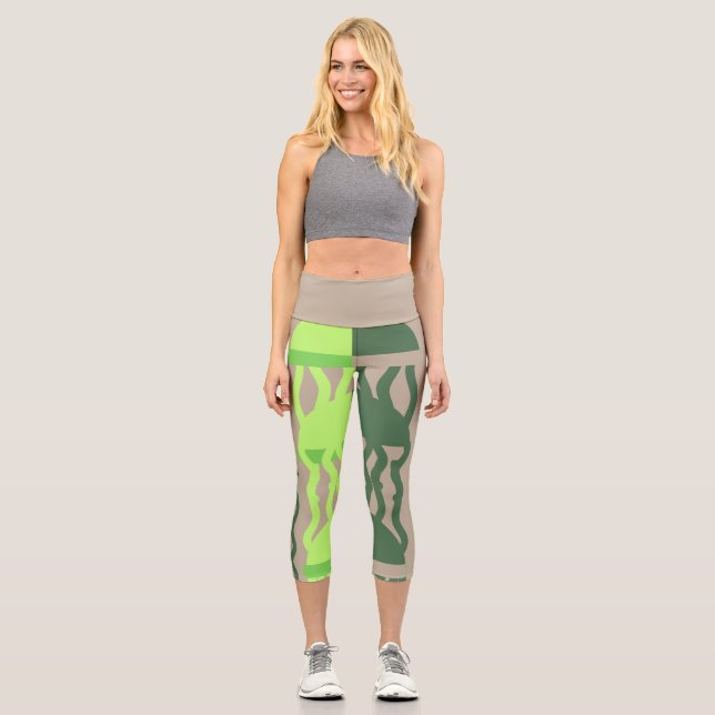 Leggings Capri Poisson marin abstrait (Recto)
