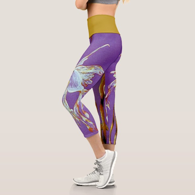 Leggings Capri Poisson tropical à queue en éventail Aquarelle  (Gauche)