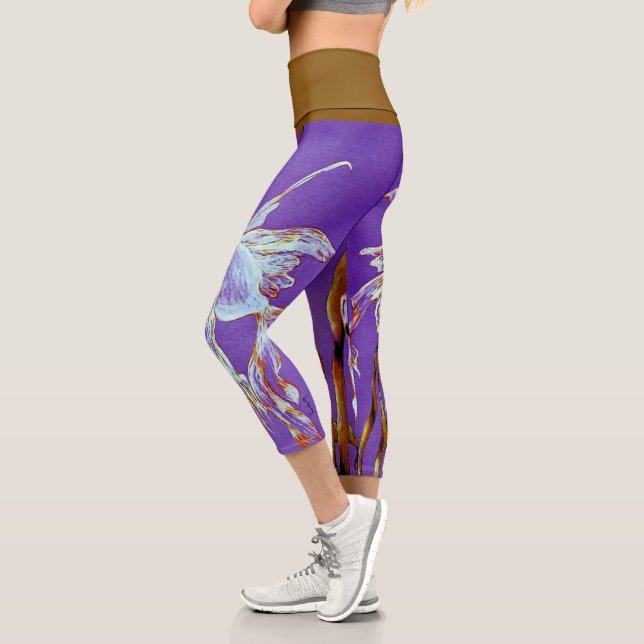 Leggings Capri Poisson tropical à queue en éventail aquarelle vio (Gauche)