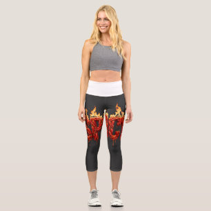 Leggings Capri Poivron Pimenté Feu Typographie Foodie Sauce Piqua