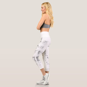 Leggings Capri police, musique, monochrome, cercle, motif, monoch