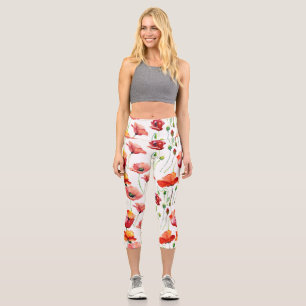 Leggings Capri Poppy Blossom : Simple Arrière - plan sans couture