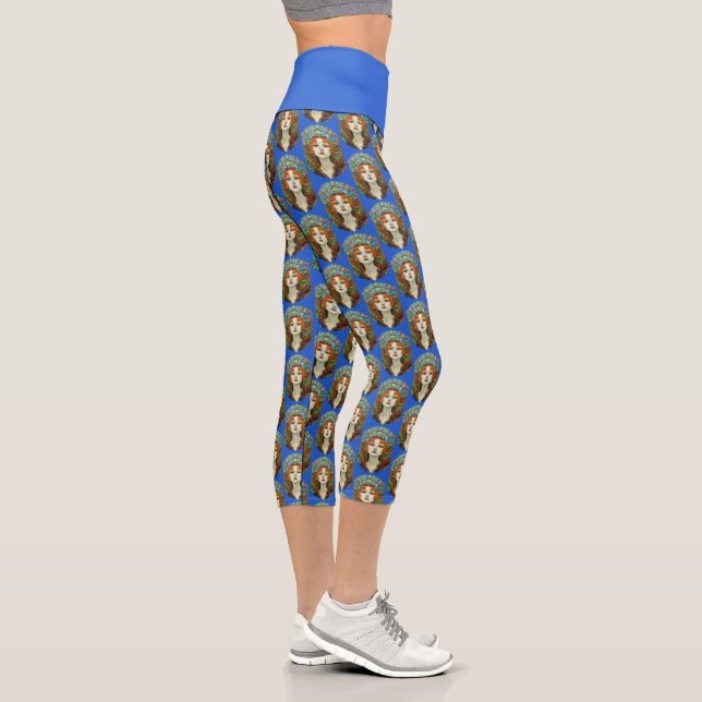 Leggings Capri Portrait d'une belle femme en verre tendu (Droite)