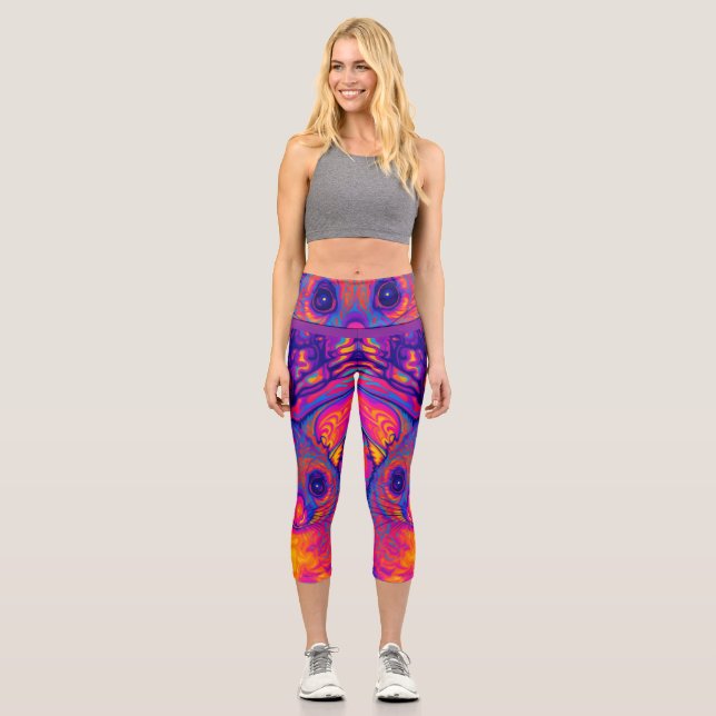Leggings Capri possums australien à queue touffue psychédélique (Recto)