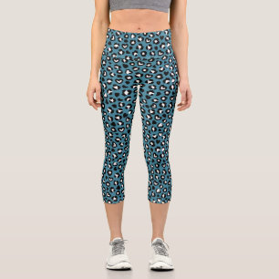 Leggings Capri Poster de animal, Léopard Bleu, Zones de Cheetah,