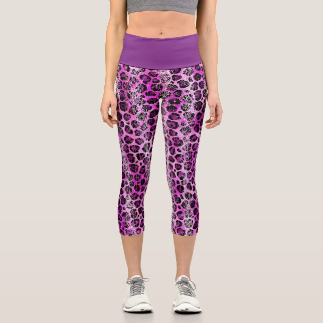 Leggings Capri Poster de animal pourpre Capris (Recto)