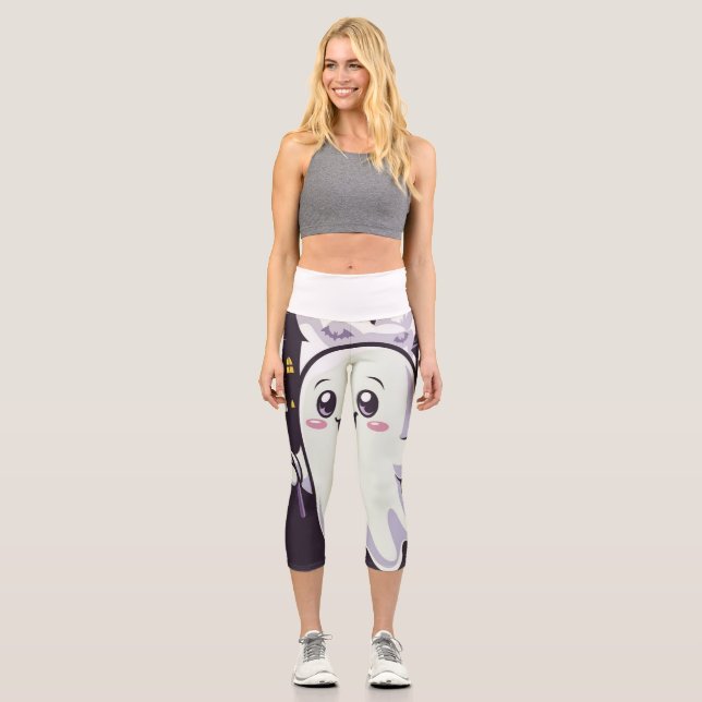 Leggings Capri Poster mignon Ghoost avec une torsion joueuse (Recto)