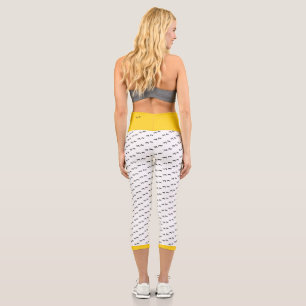 Leggings Capri Poulet Soyez Fou ! Funky Fun Noir & Blanc & Jaune