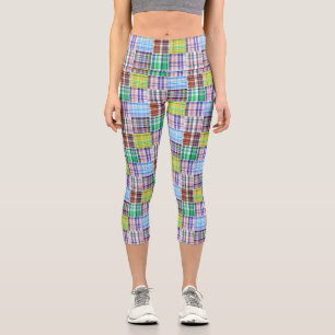Leggings Capri Preppy Patchwork Madras Look #1