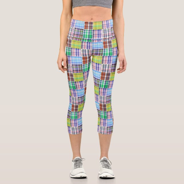 Leggings Capri Preppy Patchwork Madras Look #1 (Recto)