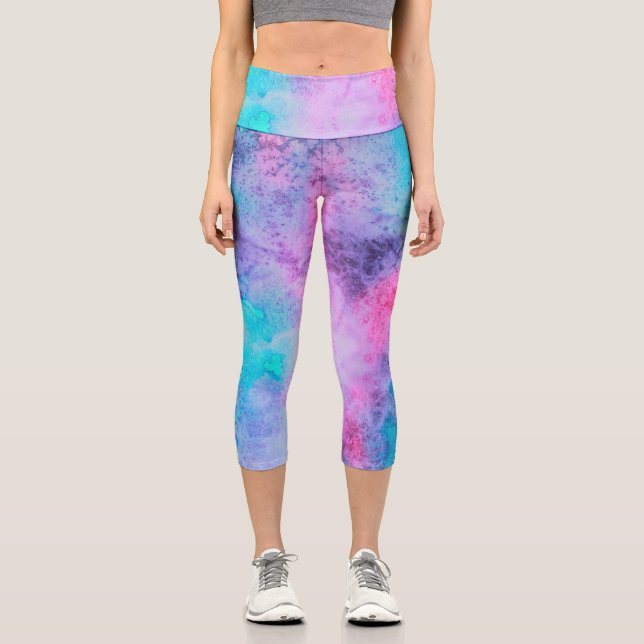 Leggings Capri Pretty Pink Blue Purple Salty Watercolor (Recto)