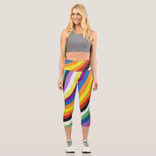 Leggings Capri Pride Flag Colorful Stripes Pattern