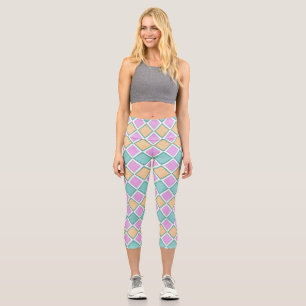 Leggings Capri Prisme Harlequin Pastel Motif Petit Diamant