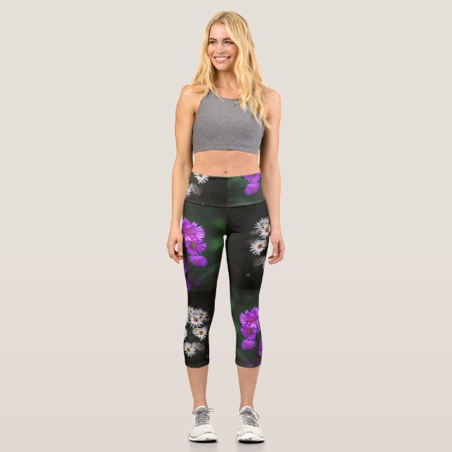 Leggings Capri Purple and White Floral (Recto)