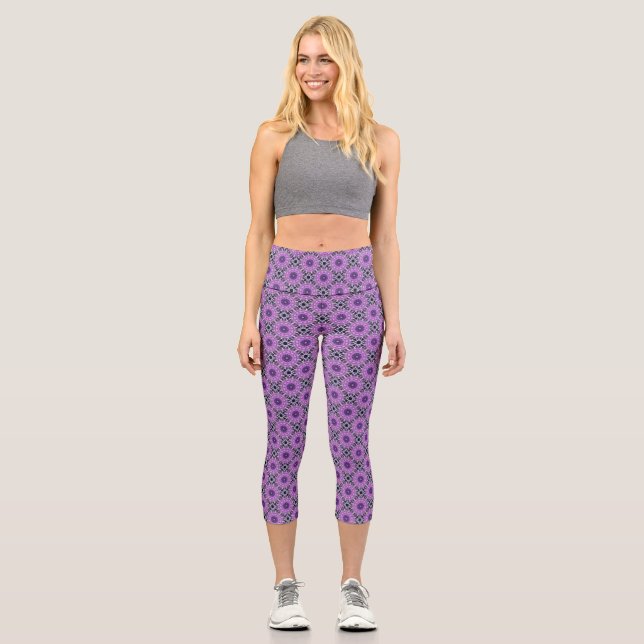 Leggings Capri Purple Peace Energy Mandala Geometry (Recto)