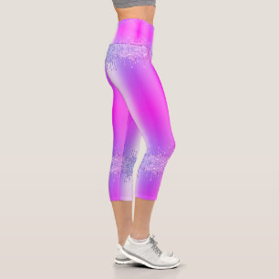 Leggings Capri Purple Rose Parties scintillant Drips Partie Capri