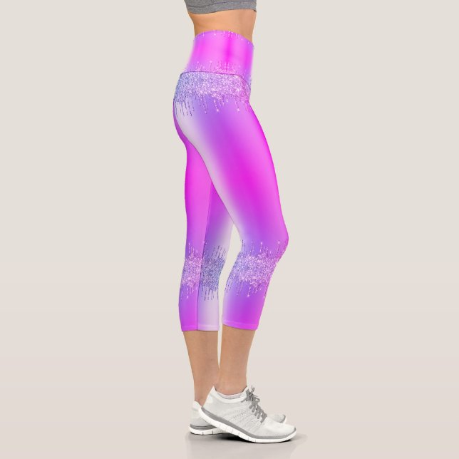 Leggings Capri Purple Rose Parties scintillant Drips Partie Capri (Droite)