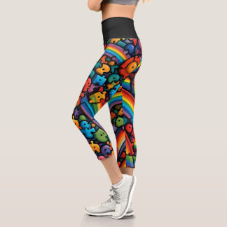 Leggings Capri Puzzle arc-en-ciel