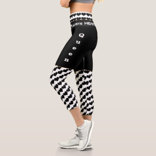 Leggings Capri Queen of Hearts Black & White /mode Amour tendance