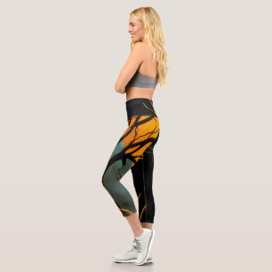 Leggings Capri Racines dorées et Arbre du crépuscule