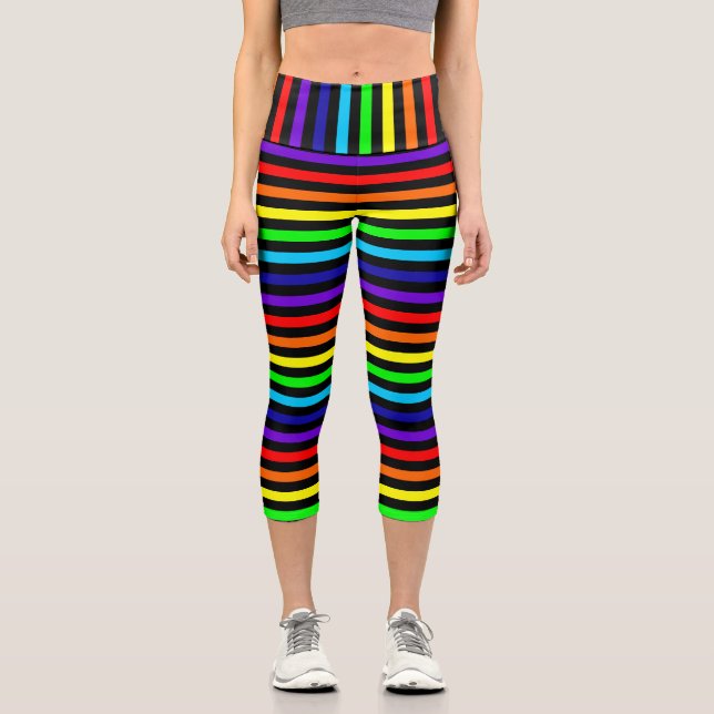 Leggings Capri Rainbow Stripes Capris (Recto)