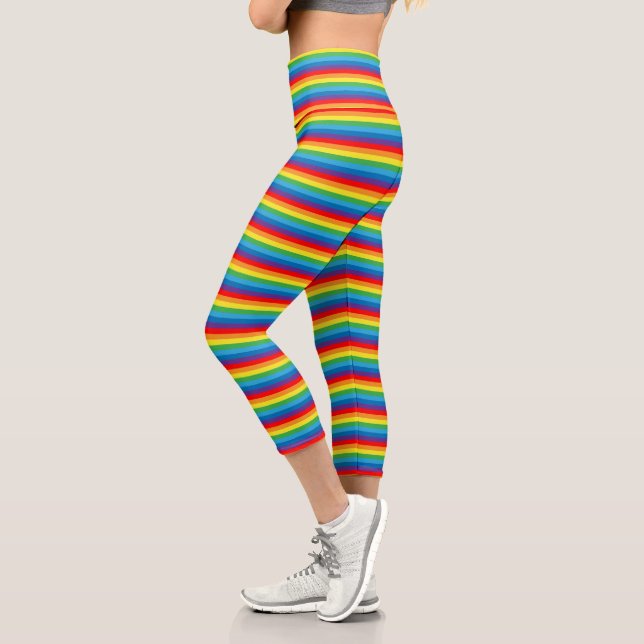 Leggings Capri Rainbow Stripes Motif LGBTQ (Gauche)