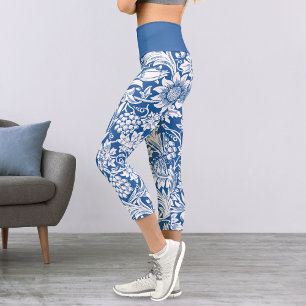 Leggings Capri Raisins de tournesol Motif bleu