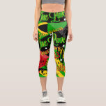Leggings Capri Rasta Reggae Party Capris haut-loué<br><div class="desc">Rasta Reggae Party High Waisted Capri leggings. Idéal pour faire du yoga ou de l'entraînement. Vive tout le design imprimé dans les couleurs Rasta avec symbologie jamaïcaine et reggae.</div>