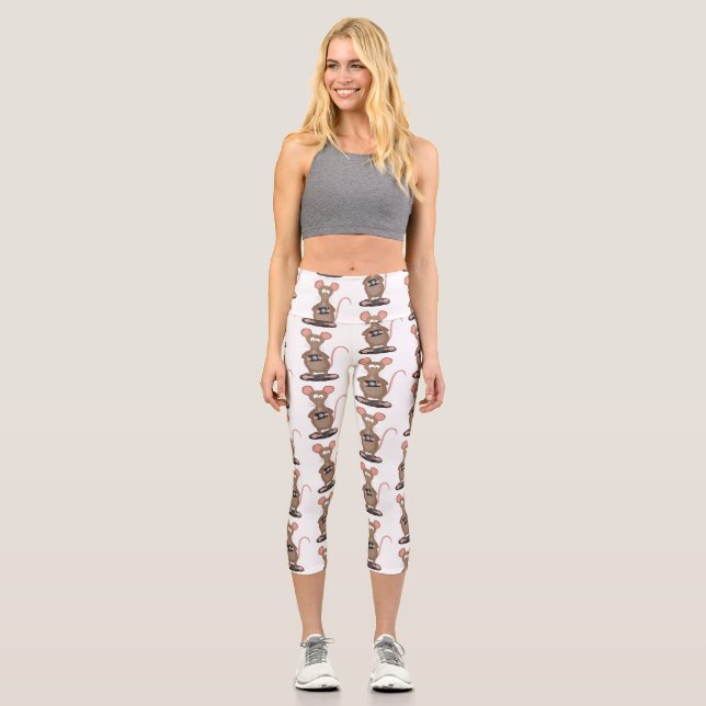 Leggings Capri Rat drôle avec dessin animé de la caméra (Recto)