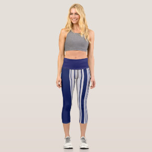 Leggings Capri Rayé bleu marine et gris