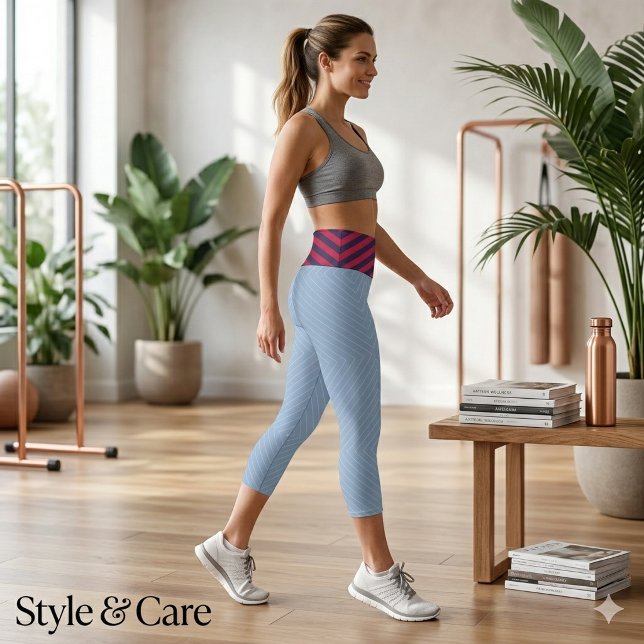 Leggings Capri Rayé de quatre couleurs (Four Color Striped Capri Leggings)