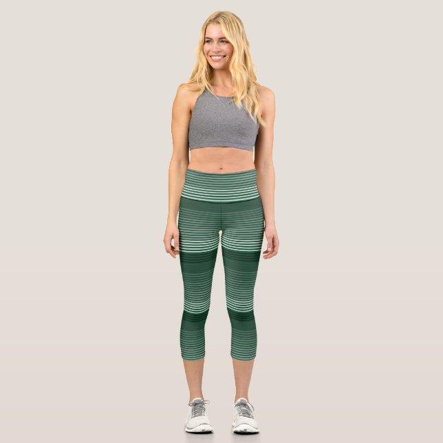Leggings Capri Rayé vert (Recto)