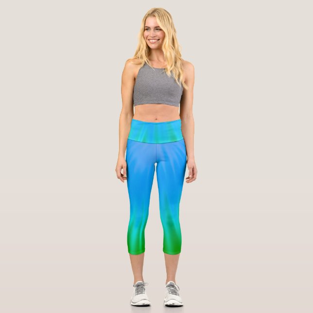 Leggings Capri Rayon de lumière - Vert & Bleu (Recto)