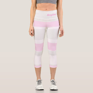 Leggings Capri Rayures asymétriques Lignes Gris Rose Blanc