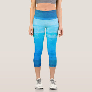 Leggings Capri Rayures dégradées bleues délavées  