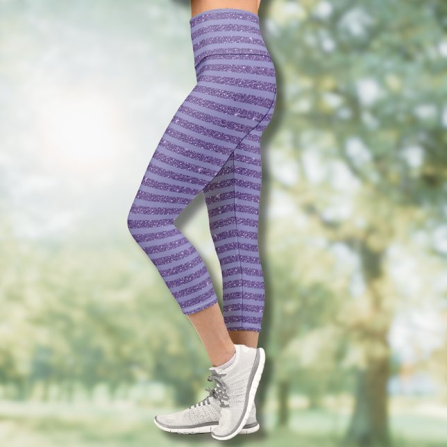 Leggings Capri Rayures horizontales de style paillettes d'améthys (Créateur téléchargé)