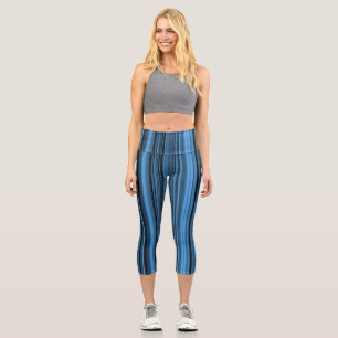 Leggings Capri Rayures Noir Bleu