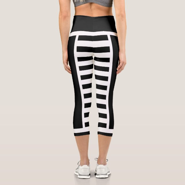 Leggings Capri Rayures noires et blanches grasses (Verso)