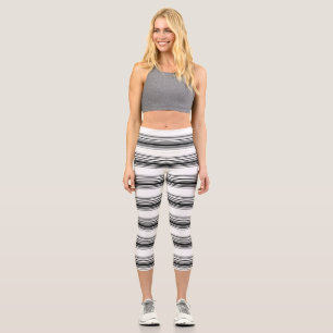 Leggings Capri Rayures noires et blanches modernes