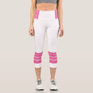 Leggings Capri Rayures Rétro Roses et Texte Minimaliste