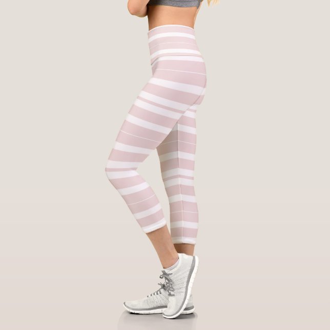 Leggings Capri rayures rose et blanche (Gauche)